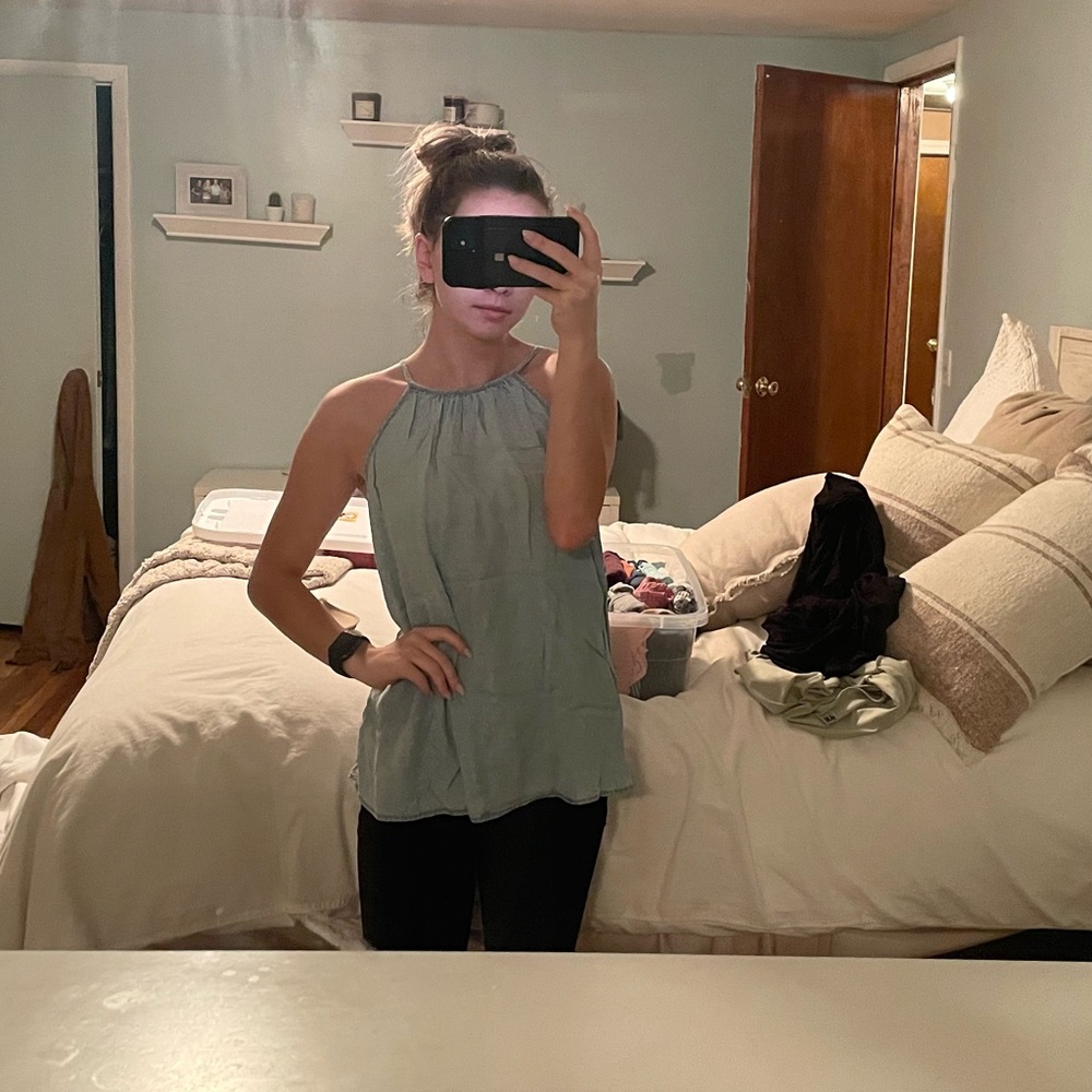Denim high neck tank top NWOT